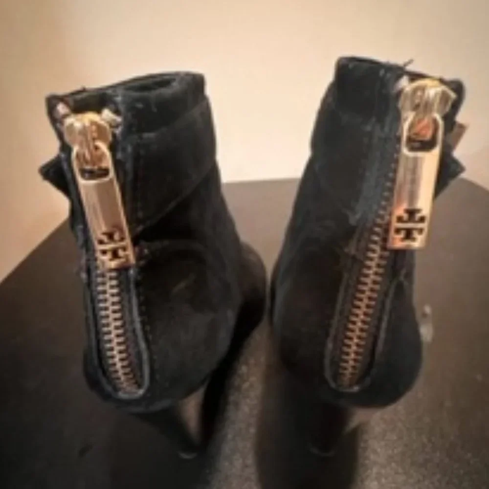 Tory Burch black suede wedge ankle boots size 5.5